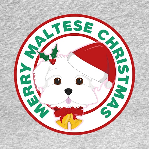 Merry Christmas Maltese Dog by CafePretzel